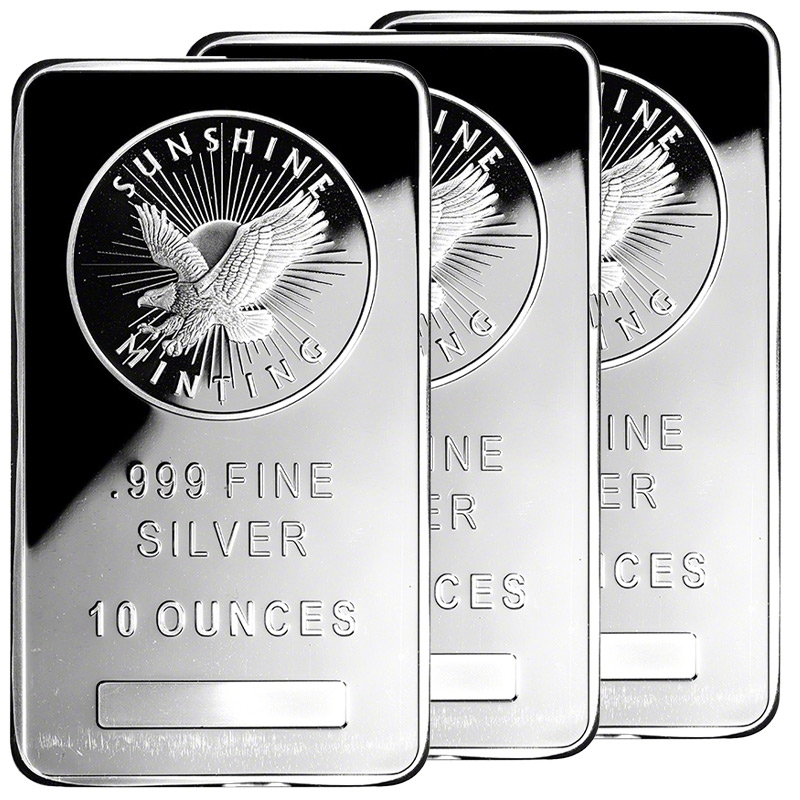 Sunshine Mint Silver Bar, 10 oz (.999 FINE)