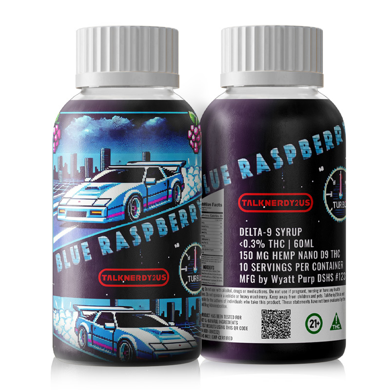Nerdy Blue Raspberry Turbo – 150mg Delta 9 THCa, HD9 Nano Syrup Shot – 60ml Drinkable Edible